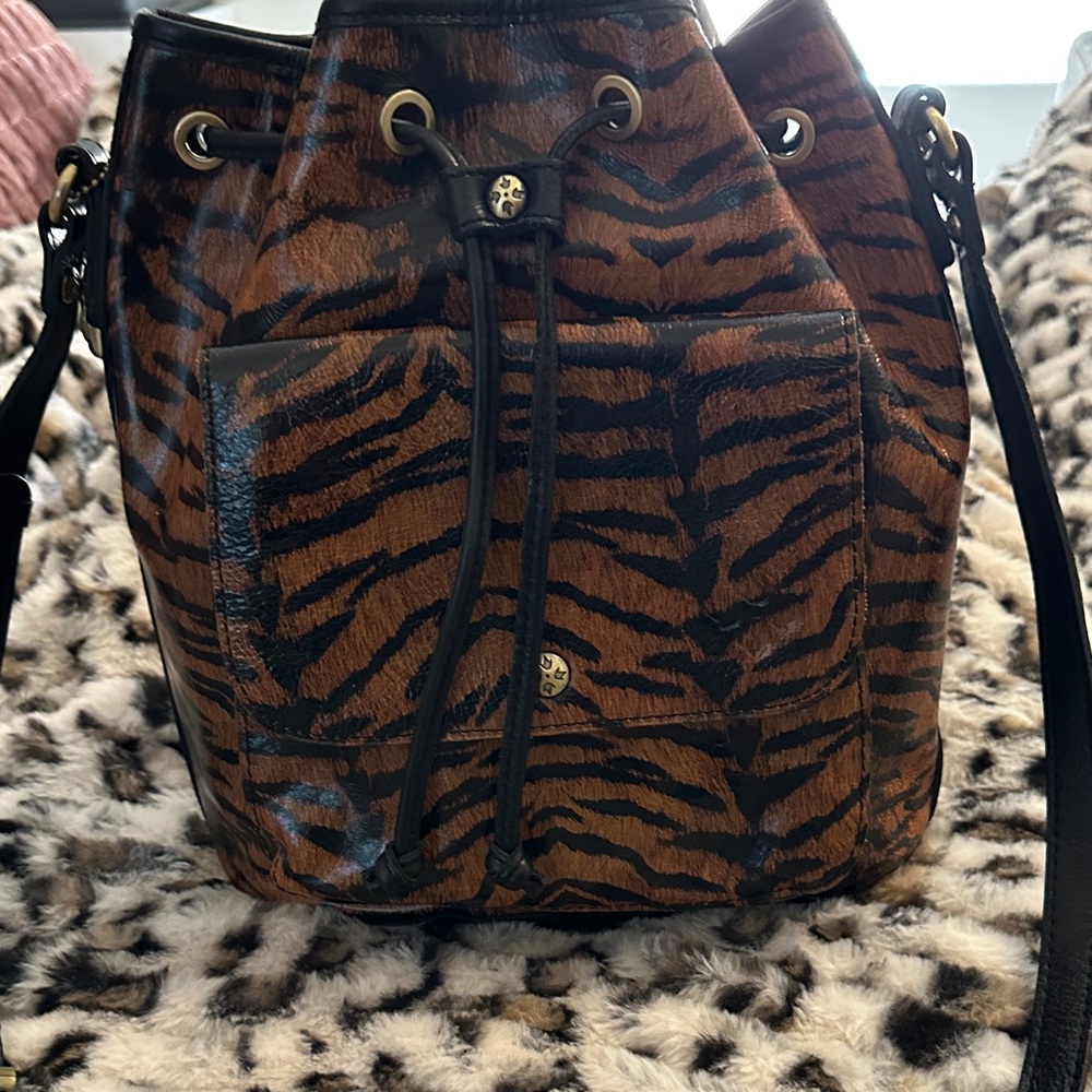 Patricia Nash Brown and Black Animal Print Shoulder Bag
